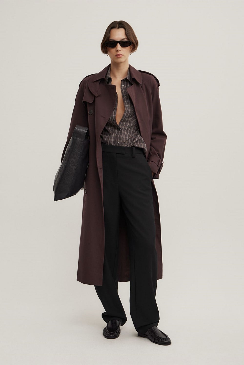 Witchery Check Shoulder Pad Shirt, xs