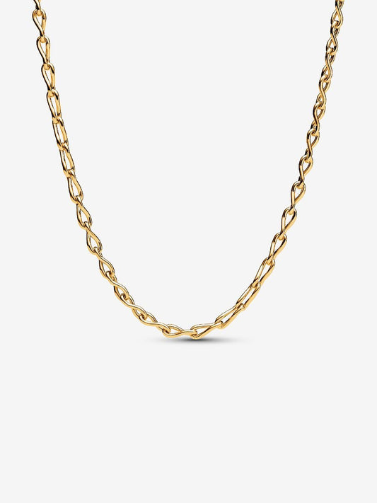 Pandora Infinity Chain Necklace, gold (selling with Blue engravable mini medallion charm)