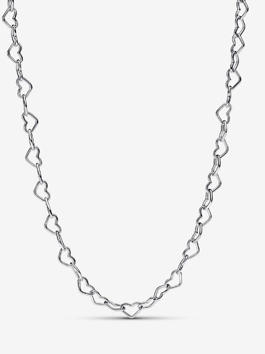 Pandora Linked Hearts Collier Necklace, silver (selling with 5 charms)