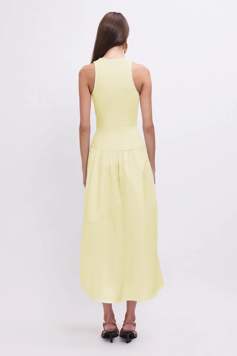 Suboo Naples Drop Waist Midi Dress - Butter, size XS
