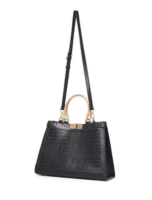 Forever New Maddy Metal-Handle Tote Bag, black