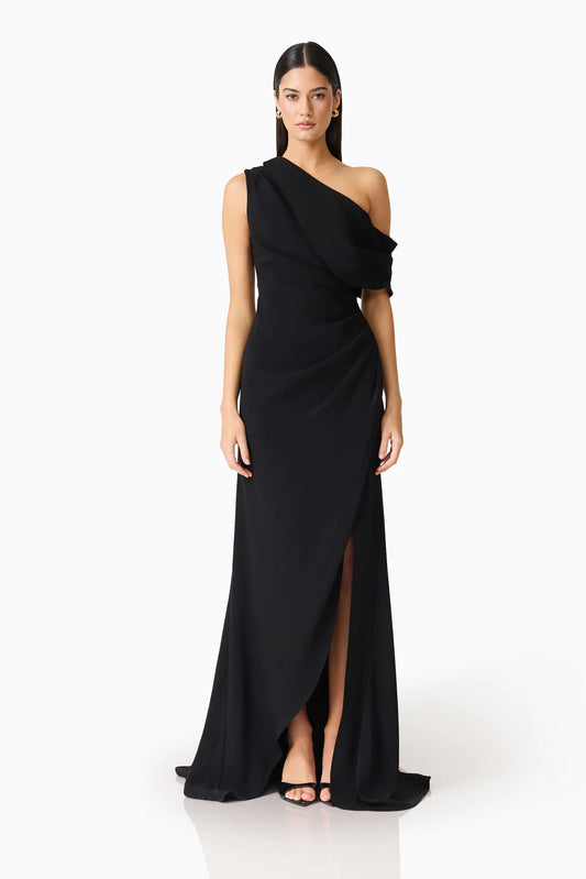Elliat Isadora Off The Shoulder Maxi Gown in Black, size XS
