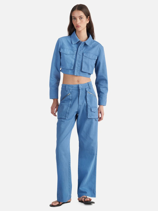 Ena Pelly Monica Denim Jacket and Pant Set, size 6