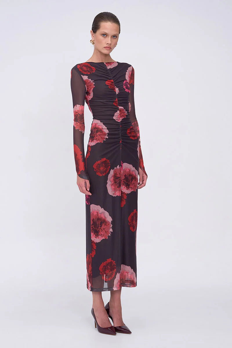 Suboo Frida Ruched Front Long Sleeve Maxi Dress, size XS