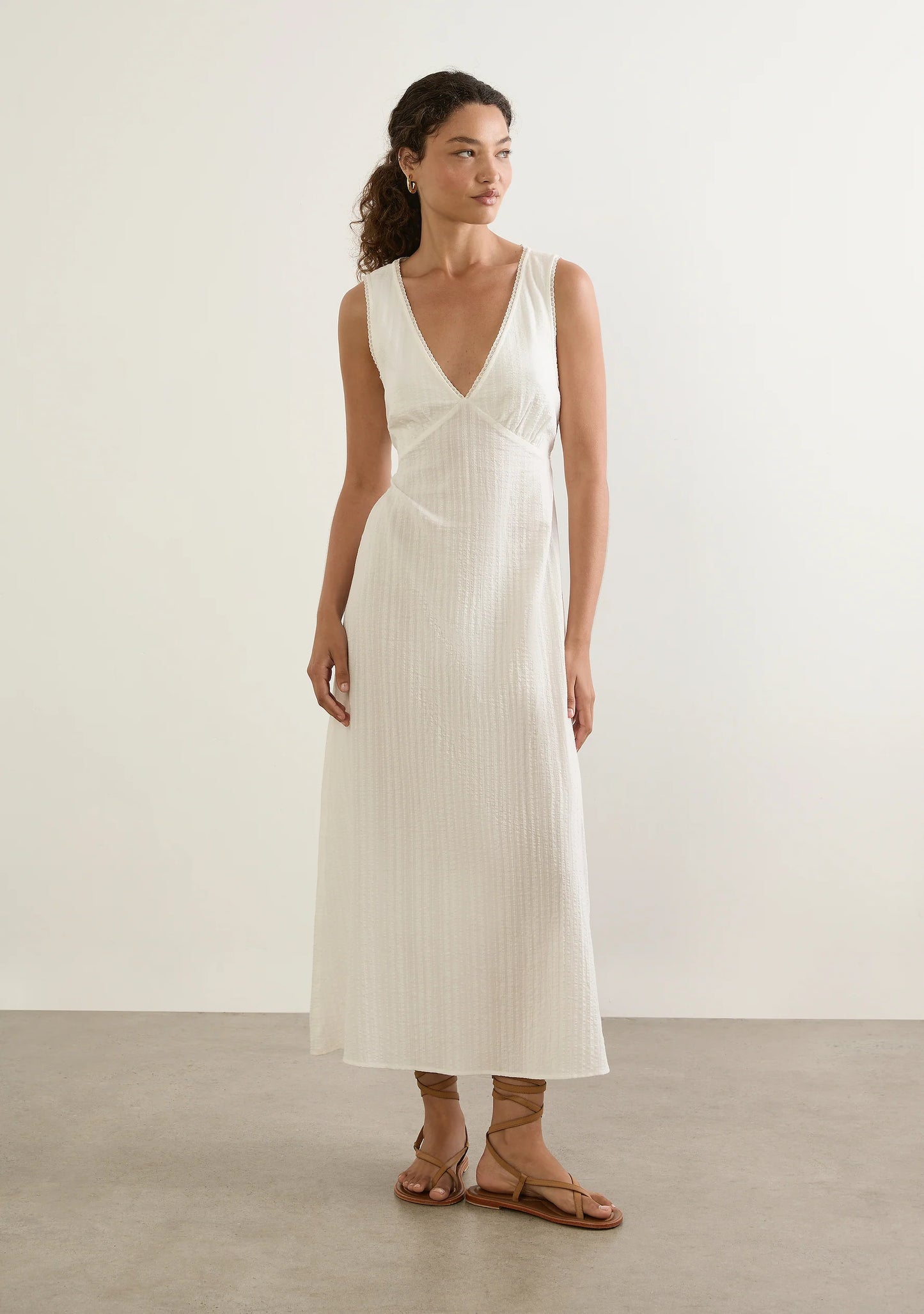 Auguste River Midi Dress - White, size 6