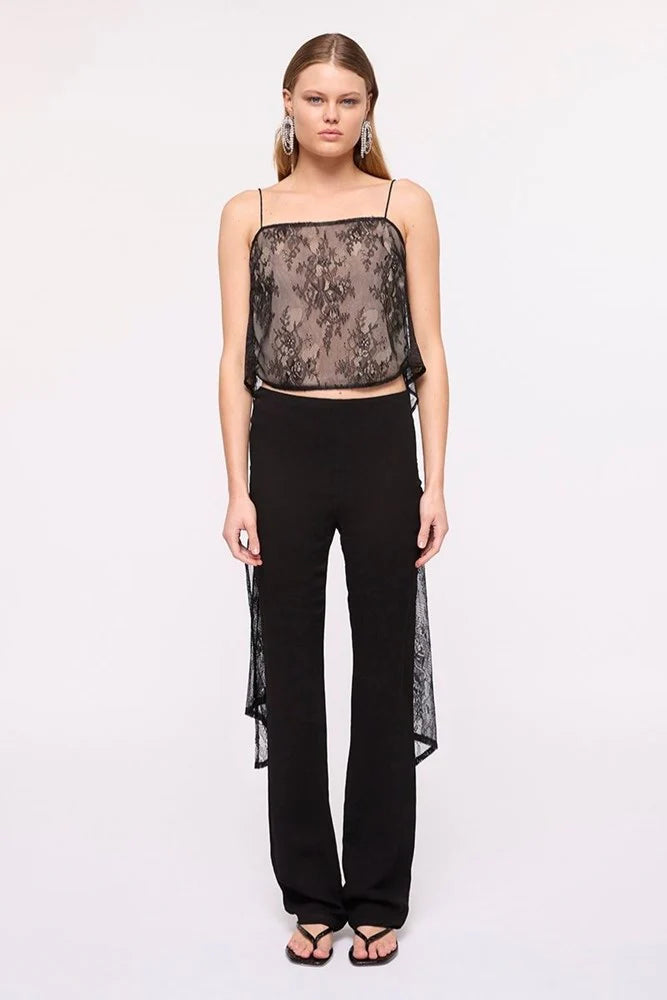 Suboo Georgie Lace Waterfall Top – Black, size S