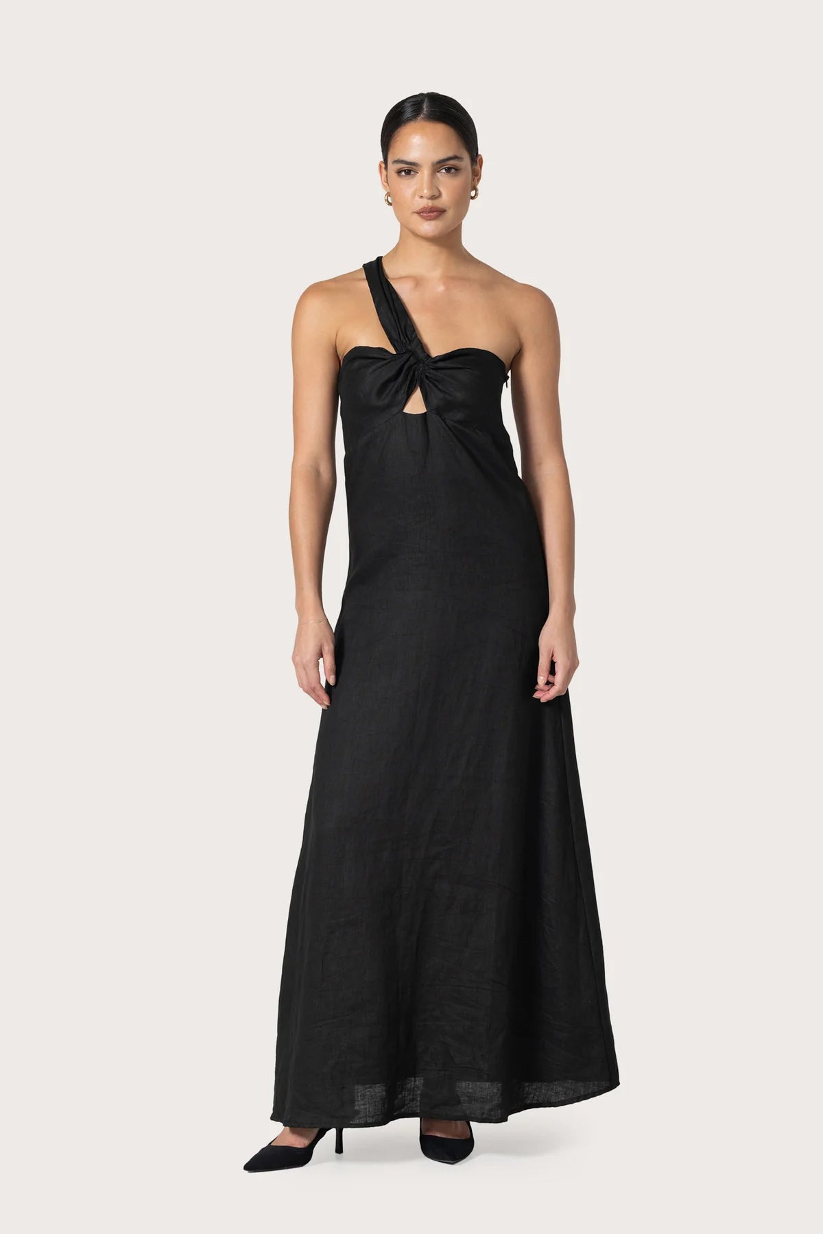 Lusana Sutton Linen Dress in Black - Size 6