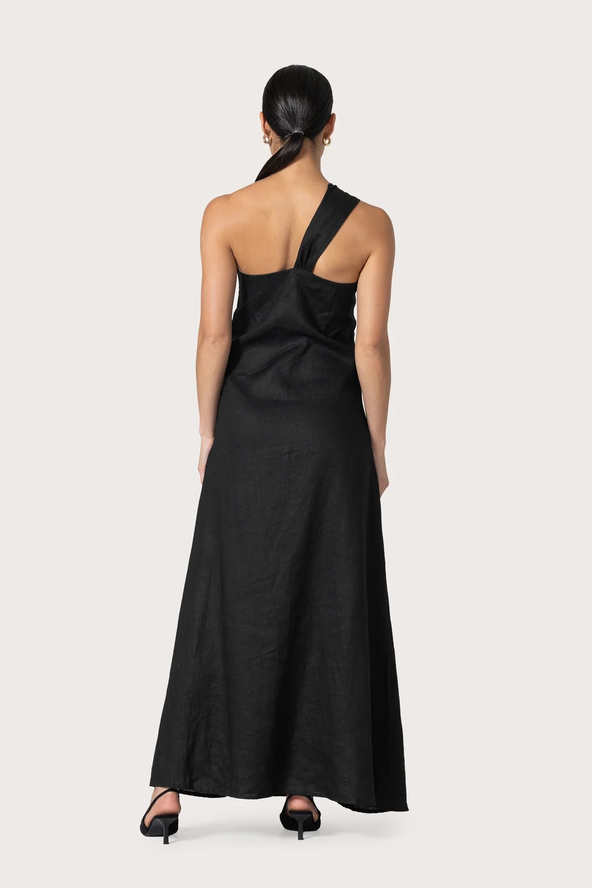 Lusana Sutton Linen Dress in Black - Size 6