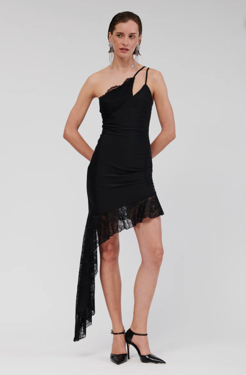 Suboo Cannes Lace Panel One Shoulder Mini Dress - size XS