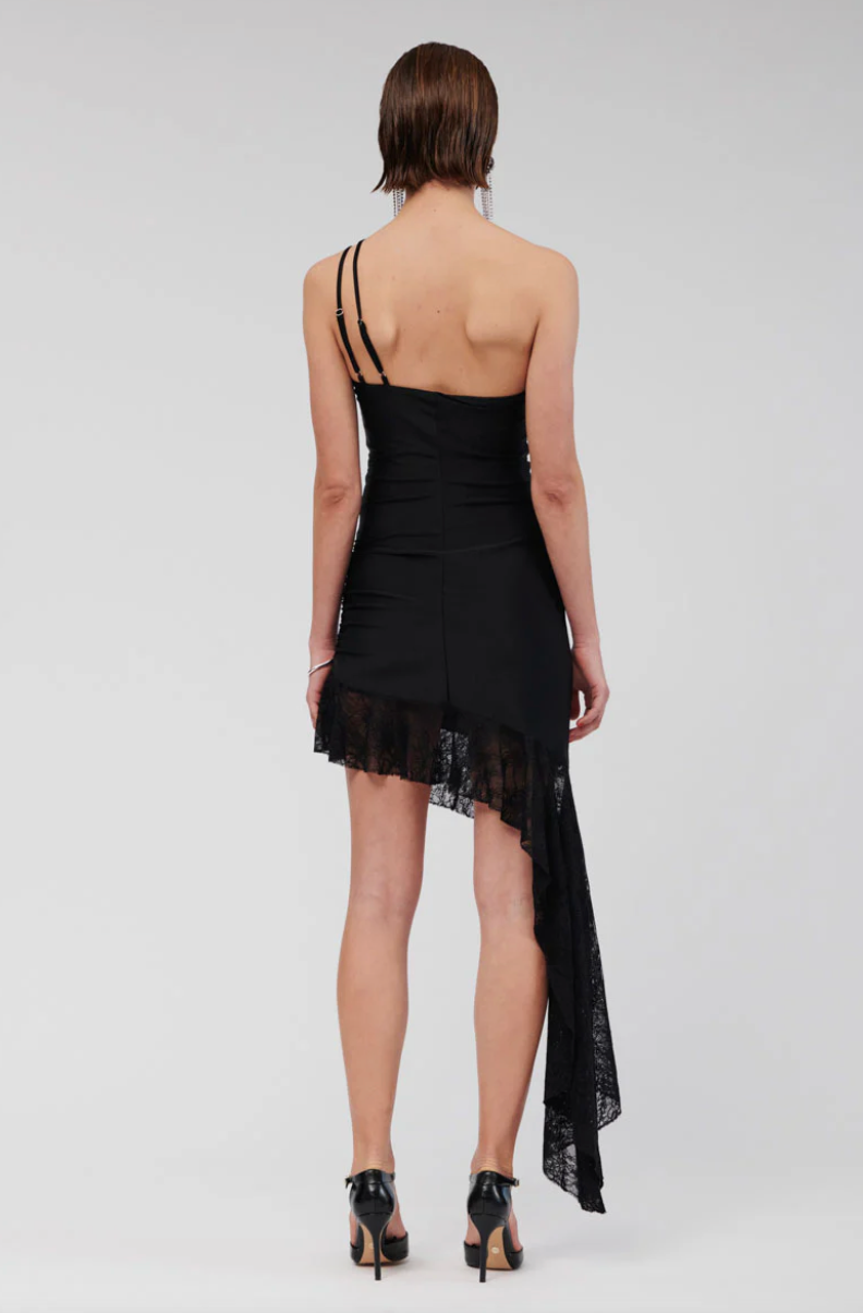 Suboo Cannes Lace Panel One Shoulder Mini Dress - size XS