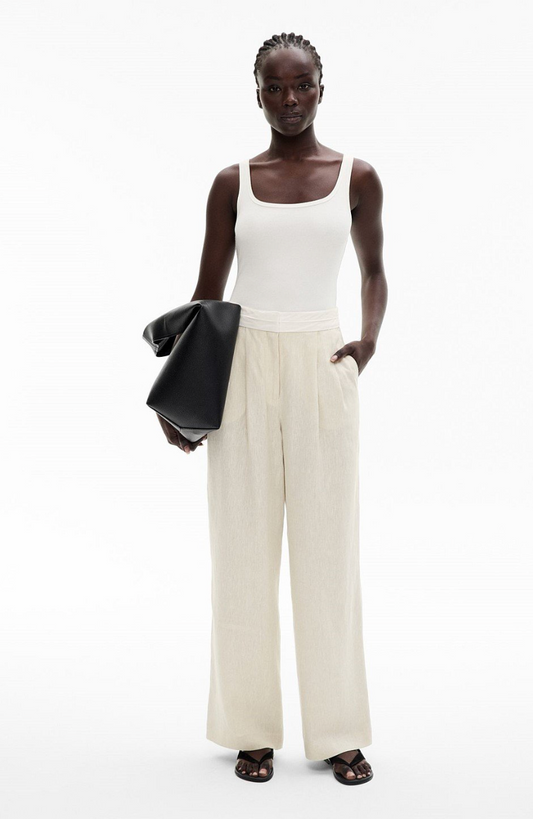 Witchery Waist Detail Linen Pant, size 6