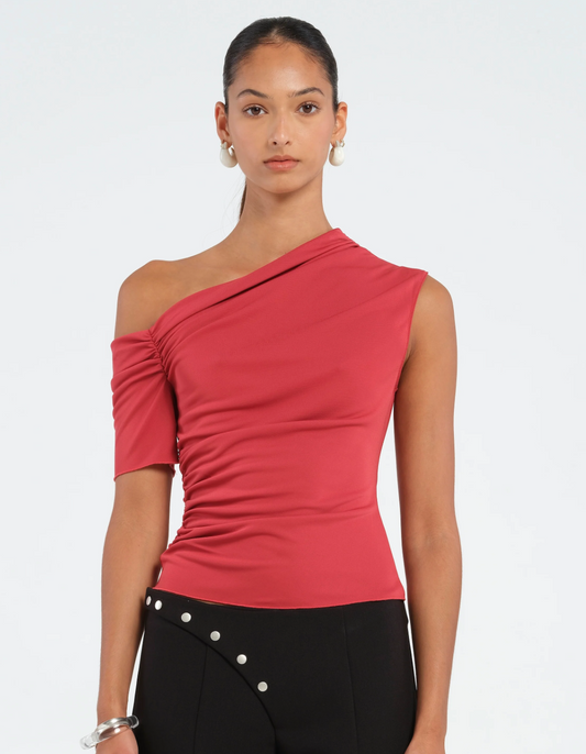 Benni Cleo One Shoulder Top - Raspberry, size 6