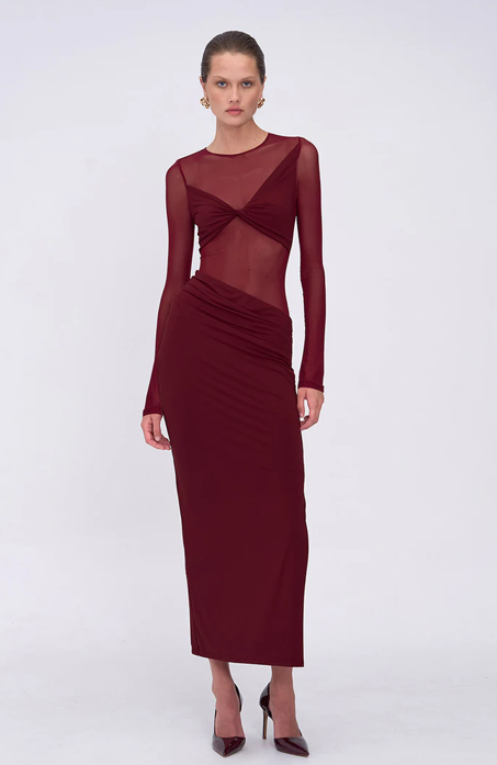 Suboo Auguste Long Sleeve Mesh Jersey Maxi Dress, size XS