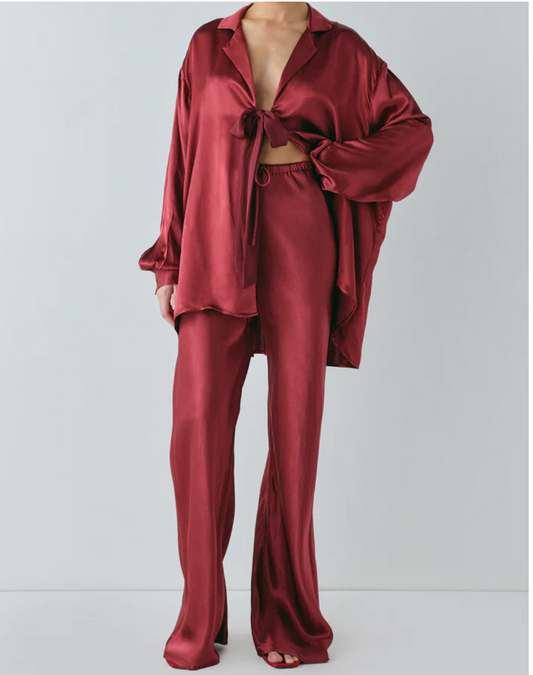 Vrg Grl Rae Satin Top and Pants Wine, size 6