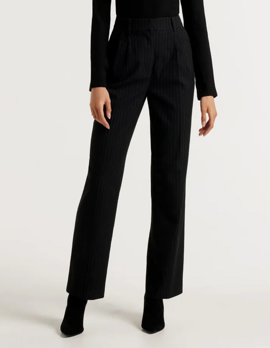 Forever New Demi Pinstripe Straight-Leg Pants - Black, S