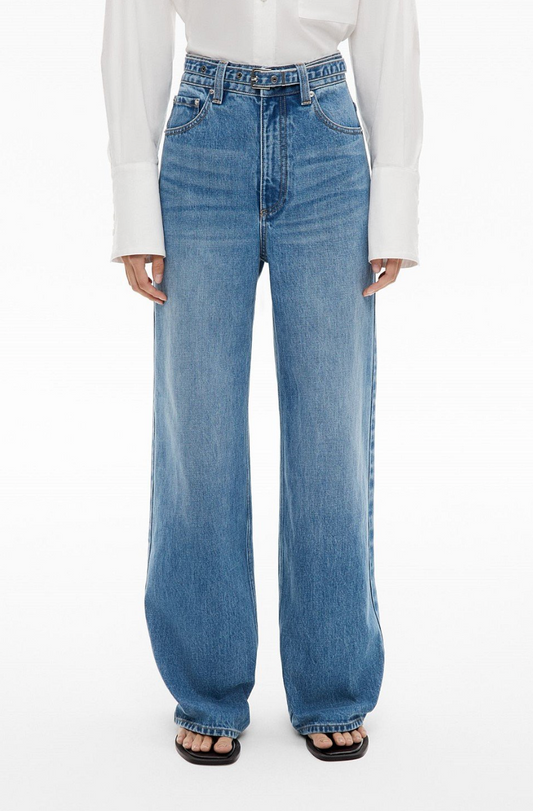 Witchery Belt Detail Jeans - Indigo, size 6