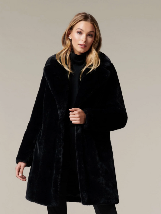 Forever New Alexis fur coat - Black, size 6