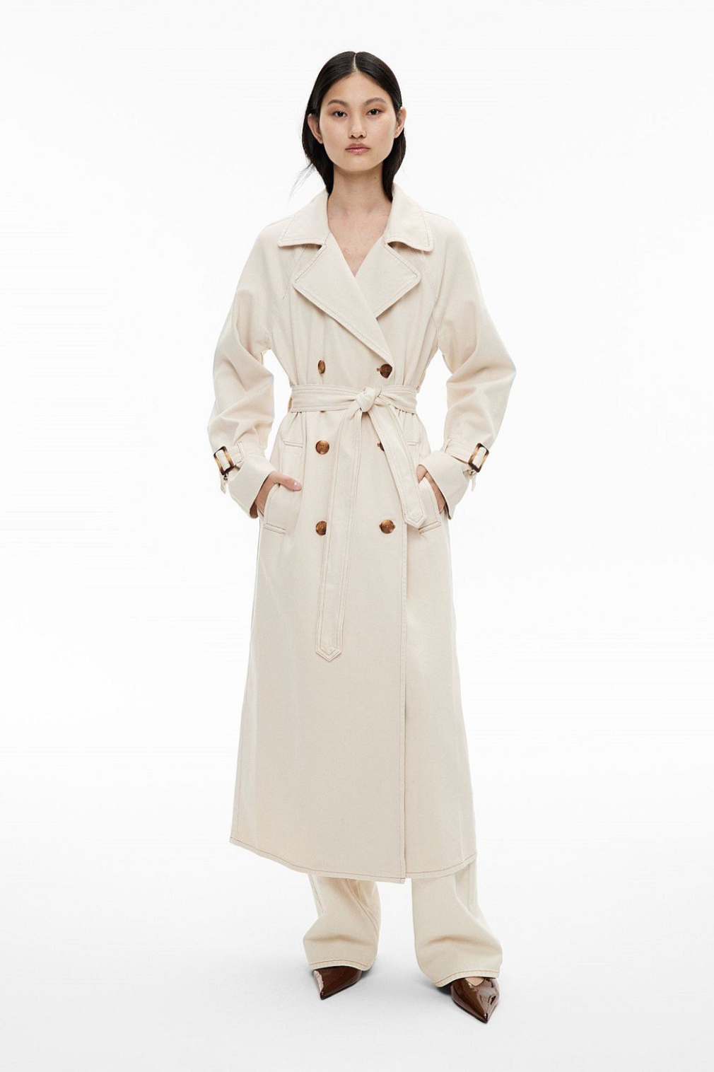 Witchery Bone Denim Trench Jacket, size 6