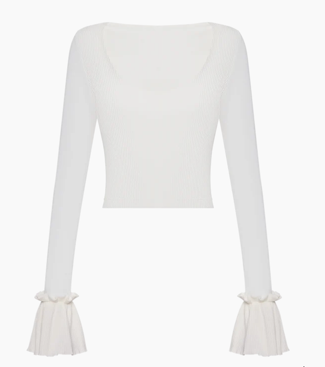 Londi Long Sleeve with Ruffles - White, size S