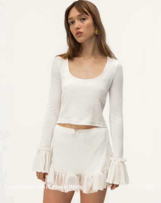 Londi Long Sleeve with Ruffles - White, size S
