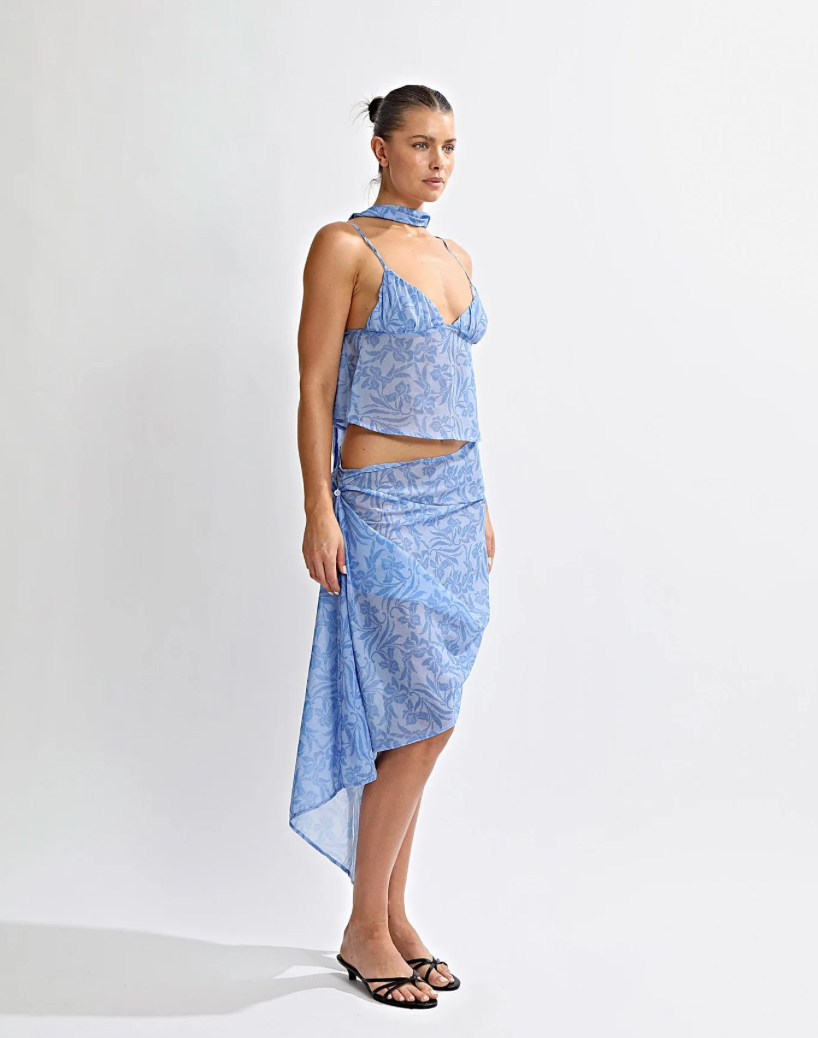 One Mile Adriana Top and skirt Azzure Sol - Blue, size XS