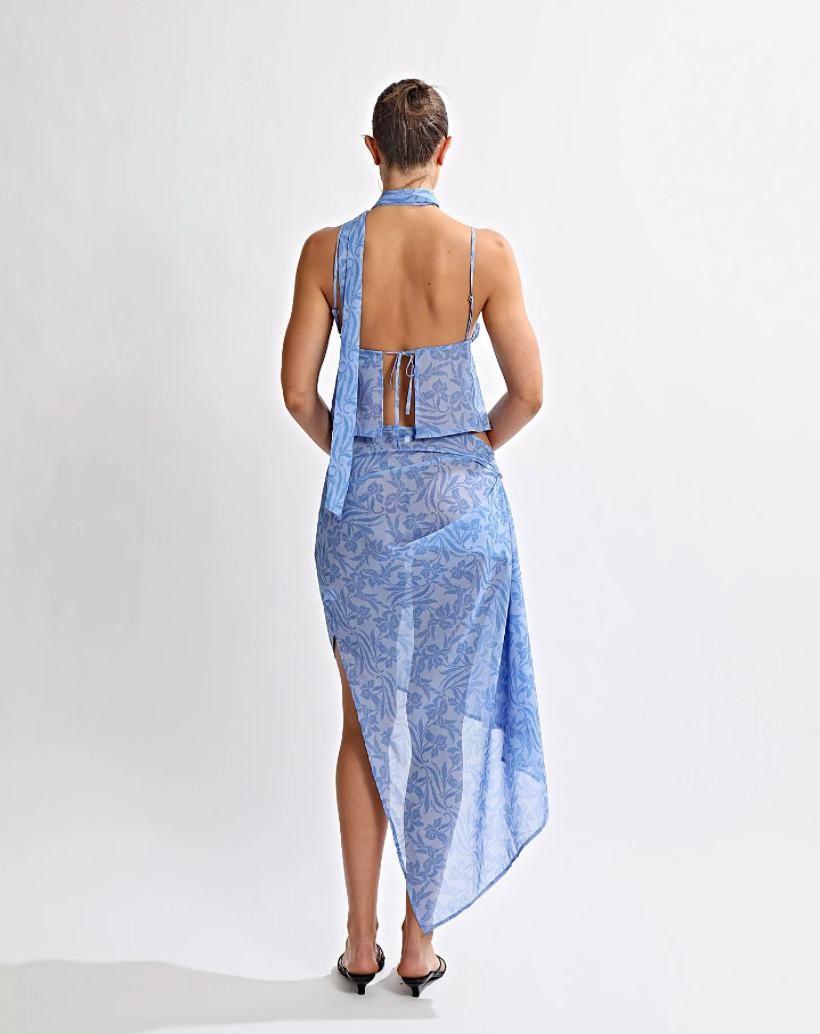 One Mile Adriana Top and skirt Azzure Sol - Blue, size XS