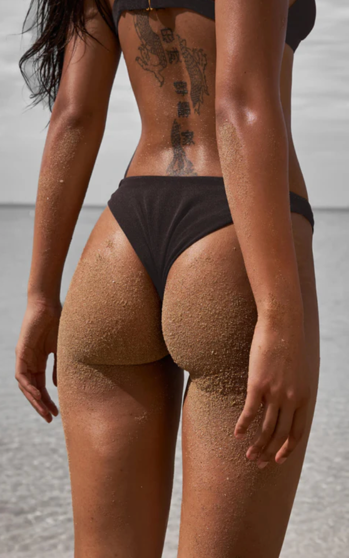 All Things Golden Brazilian Bikini Bottom - Espresso Mesh, size XS