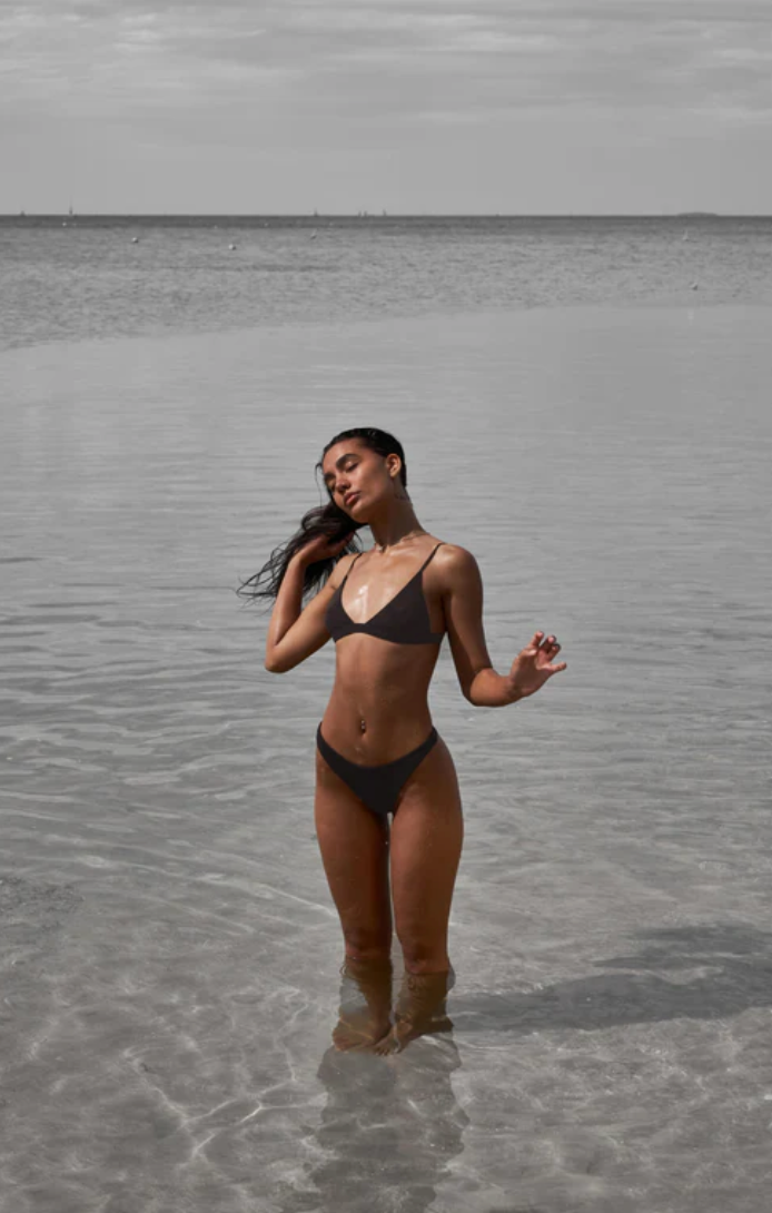 All Things Golden Brazilian Bikini Bottom - Espresso Mesh, size XS
