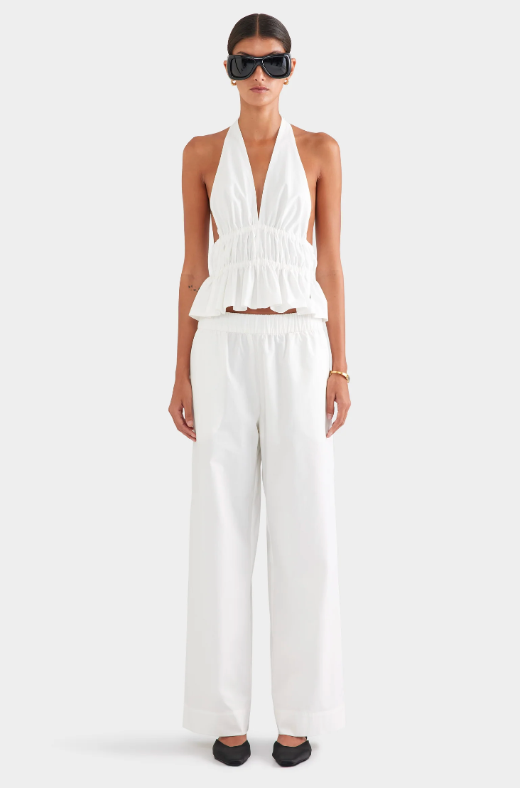 Venroy Cotton Poplin Halter Top, size XS