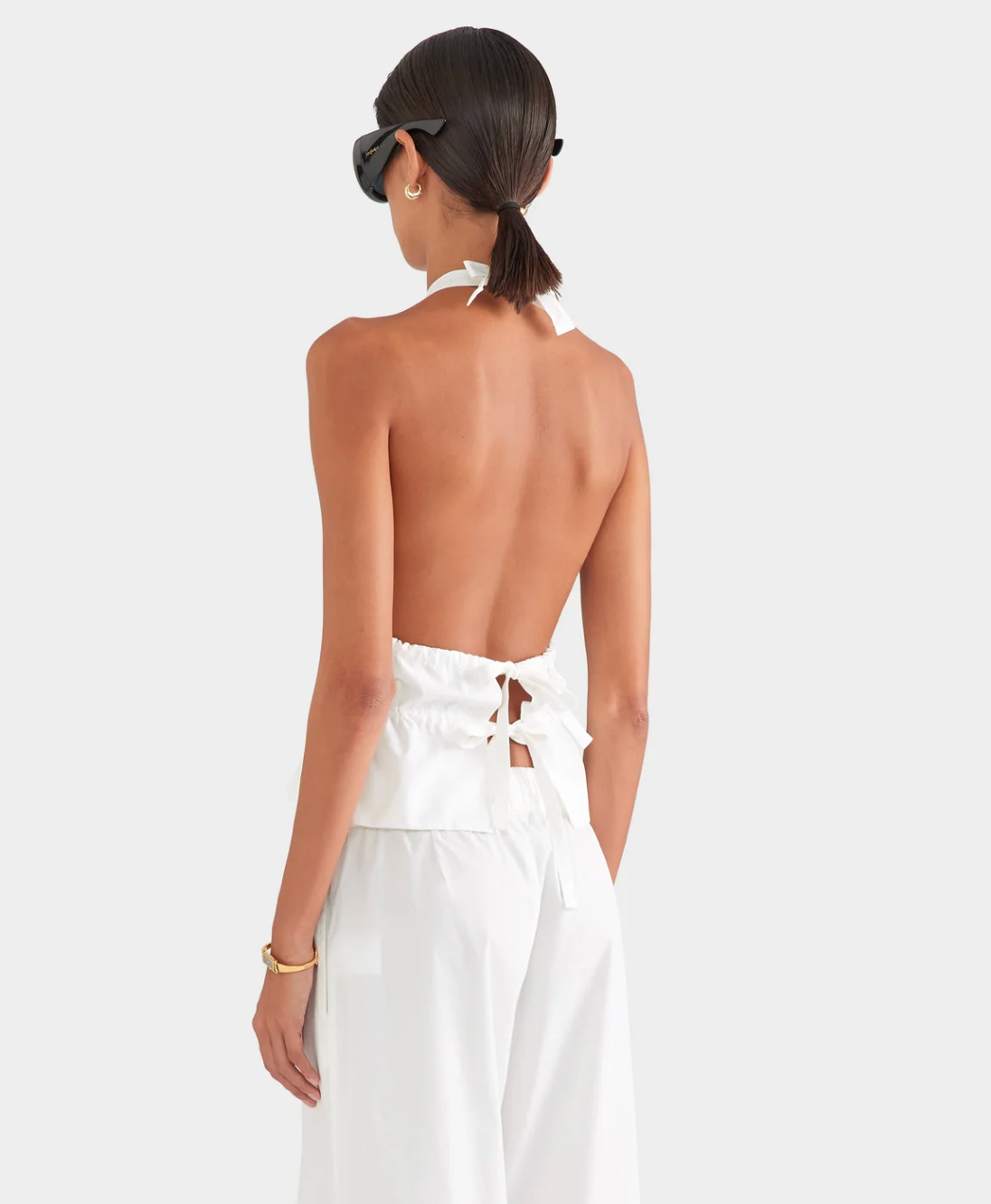 Venroy Cotton Poplin Halter Top, size XS