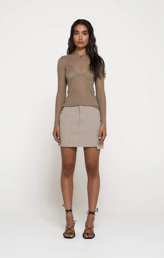 All Things Golden THE CARGO MINI SKIRT - SLATE, size XS