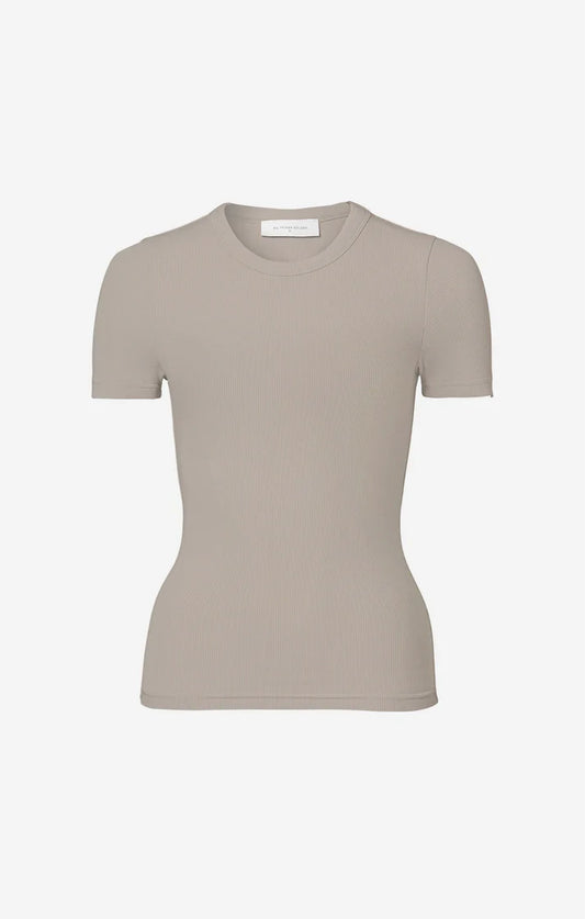All Things Golden THE LUXE RIB BABY TEE - SLATE, size XS