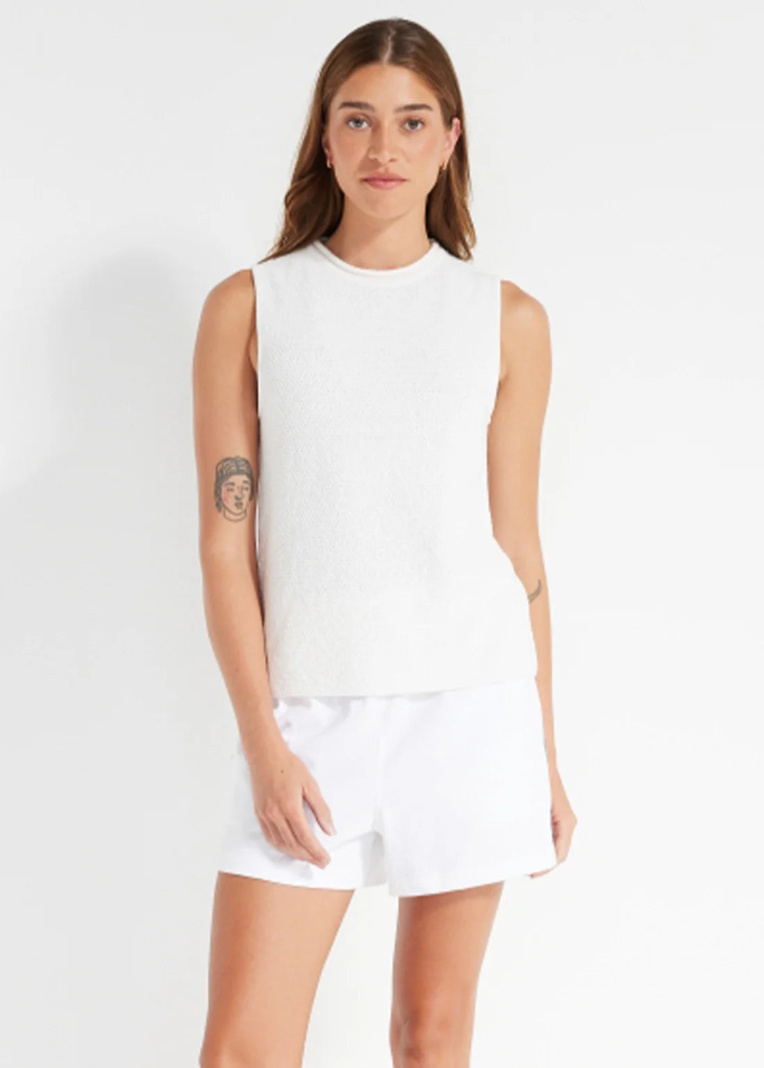 Nimble Recharge Knitted Tank - White, size xxs
