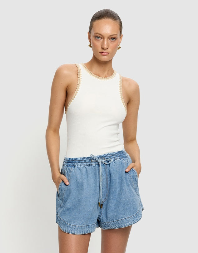 Kivari Emilie Denim Tank and Shorts - size 6