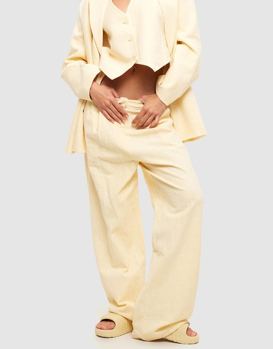 Lioness Yellow Linen Suit (blazer, pant and vest), size XS