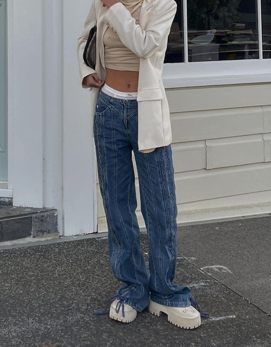 Lioness Day Dream Tie Up  Jeans, Size 6
