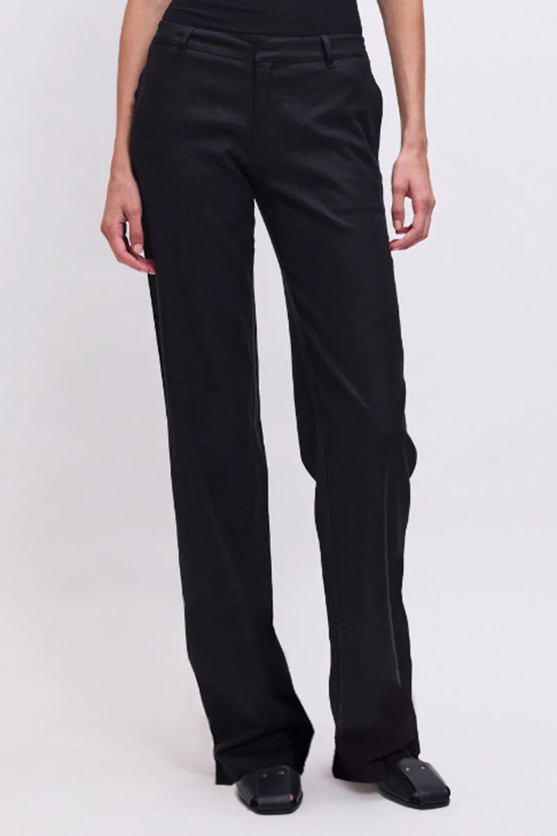 Suboo The Perfect Pant – Tailored Straight-Leg Black Linen Blend, size XS