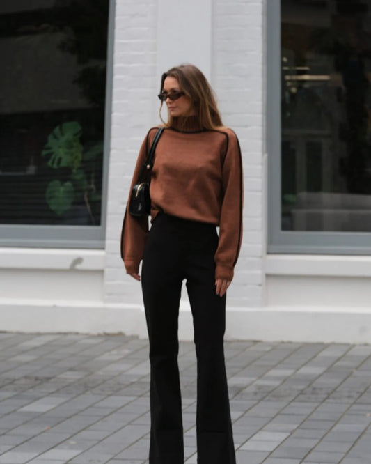 Esmaee Weekender Sweater - Nutmeg/Black, size XS